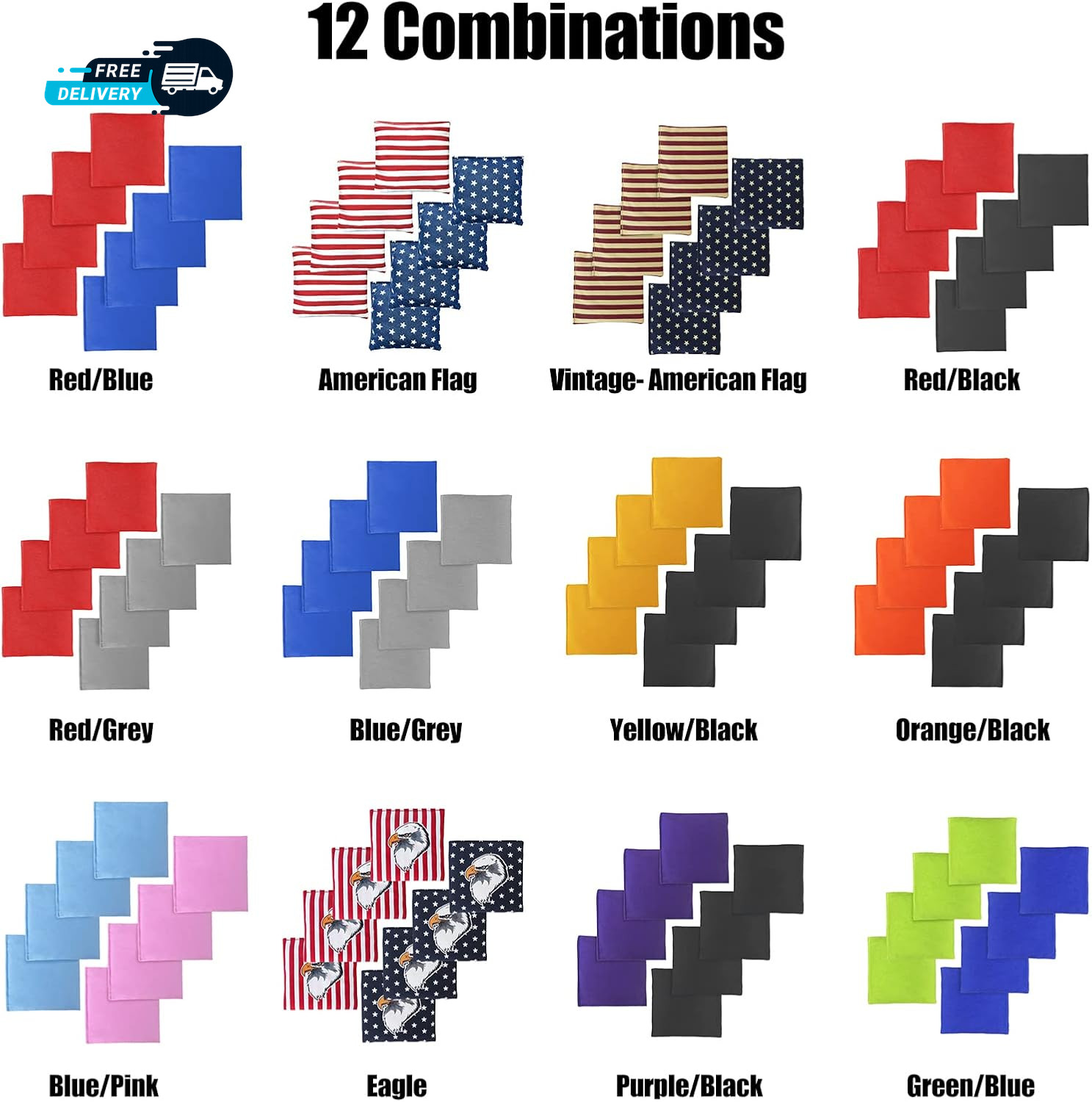 Cornhole Bags Set of 8 - Premium Corn Hole Bean Bags for Tossing - All Weather