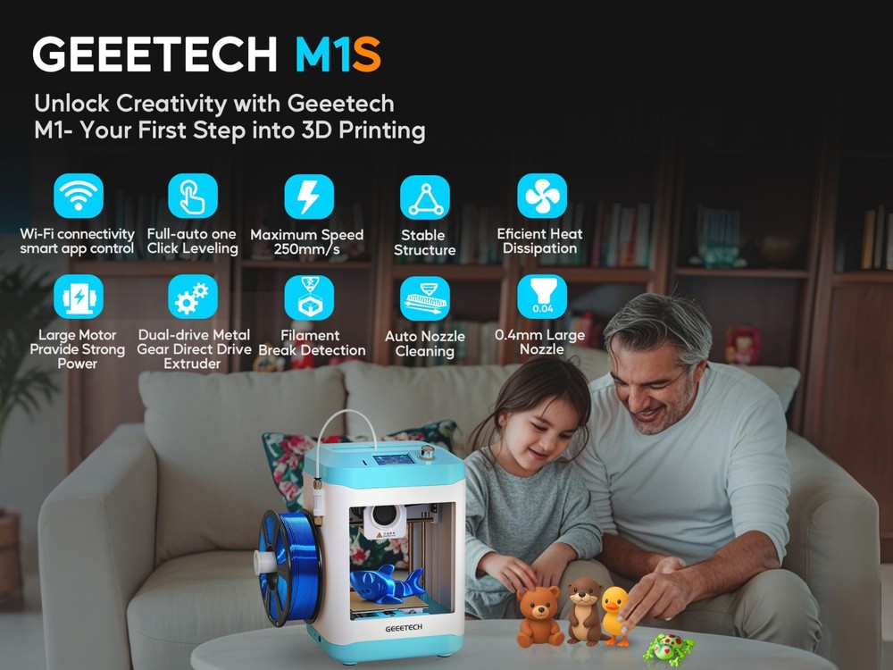 Geeetech M1s Mini 3D Printer Mini Size WiFi 3D Printer App Control Gift for kids