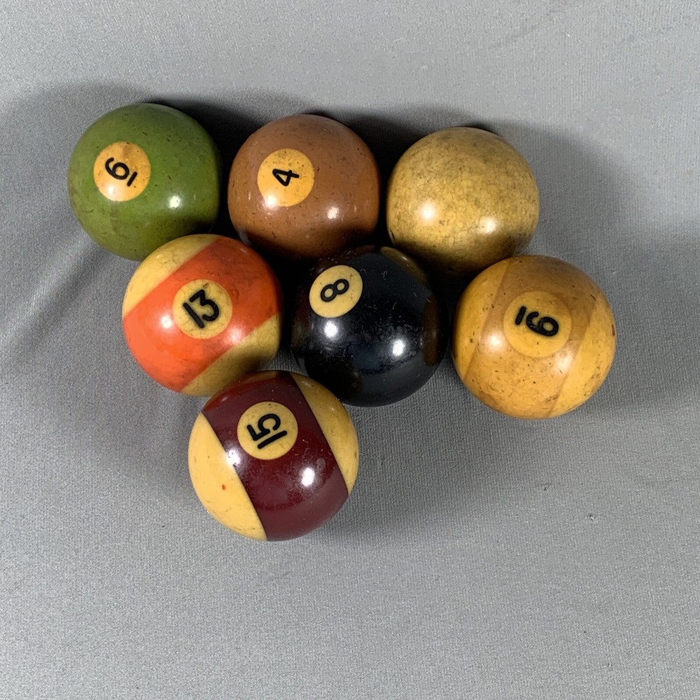 7 Vtg Pool Billiard Balls
