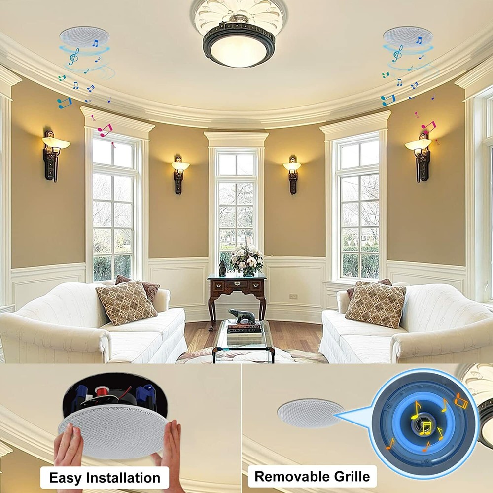 Herdio 6x 4" 480W Bluetooth Ceiling Speakers Flush Mount for Kitchen Restaurant