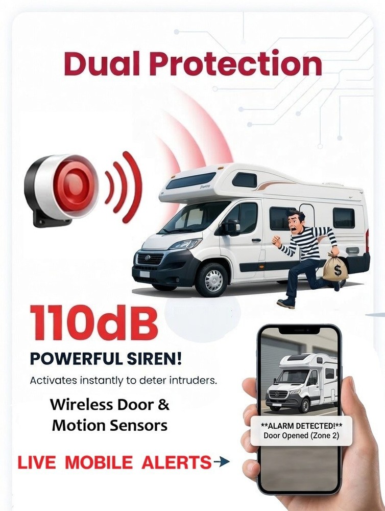 RV-Camper-Van-Car Alarm Security System Wireless Motion Sensor Mobile Live Alert
