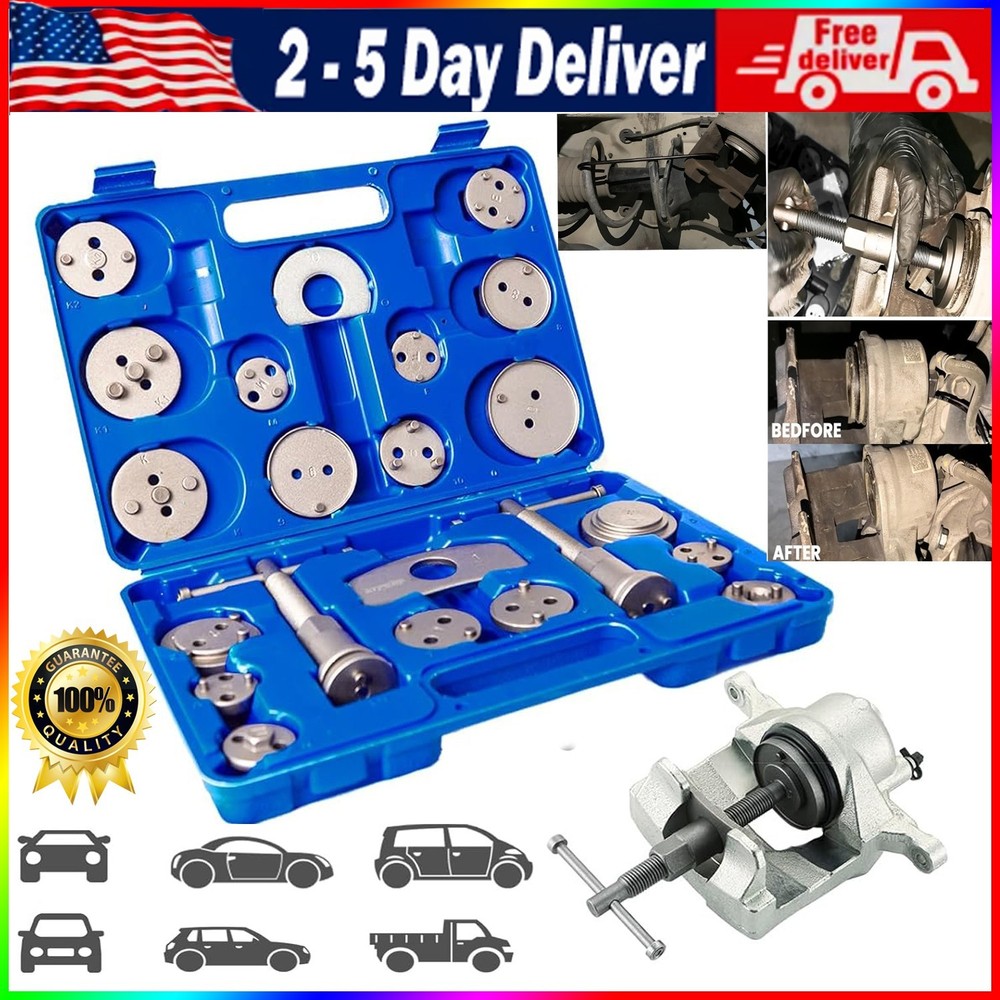 New Brake Spreading Tool Caliper Compressor Kit Heavy Duty Compression 24 PCS