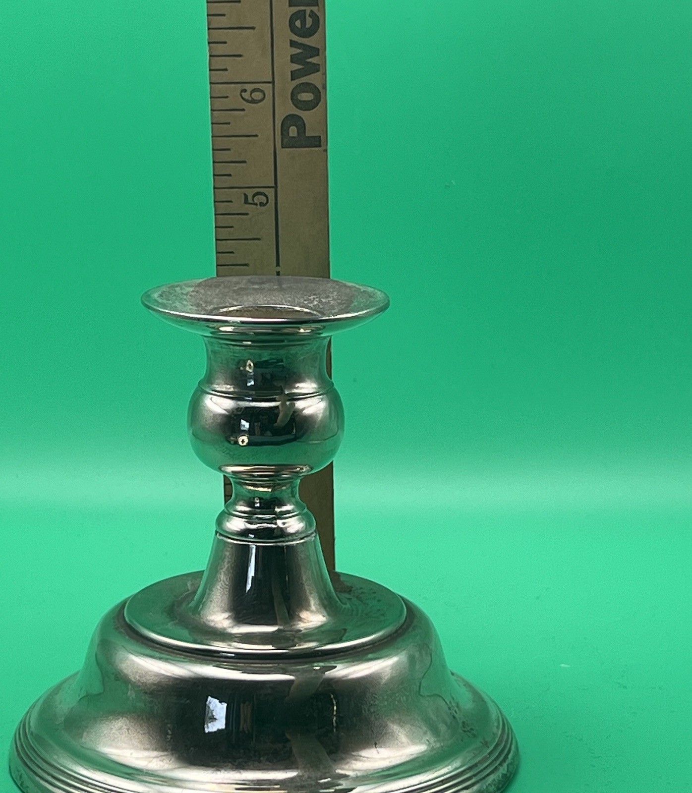 Vintage Silver-Plate Colonial Candlesticks Pair 4.25” Taper Holders Weighted