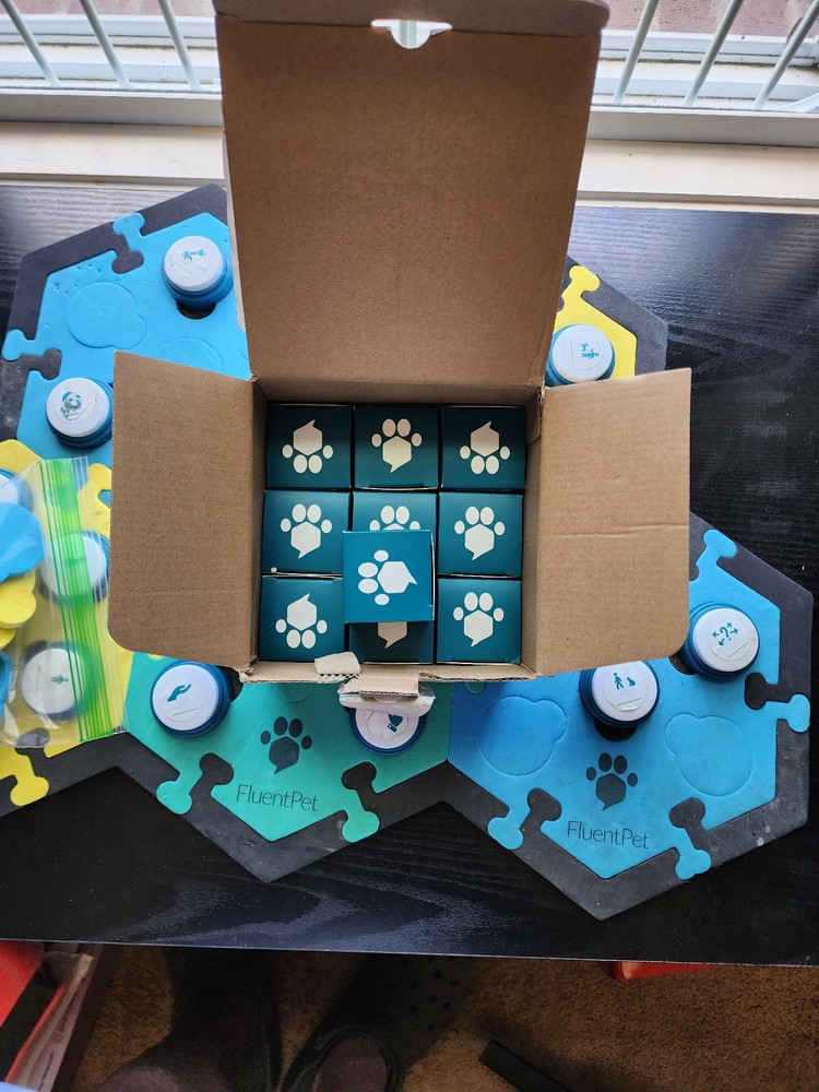 Fluent Pet Talking Button System with 26 Buttons, Stickers, Hextiles