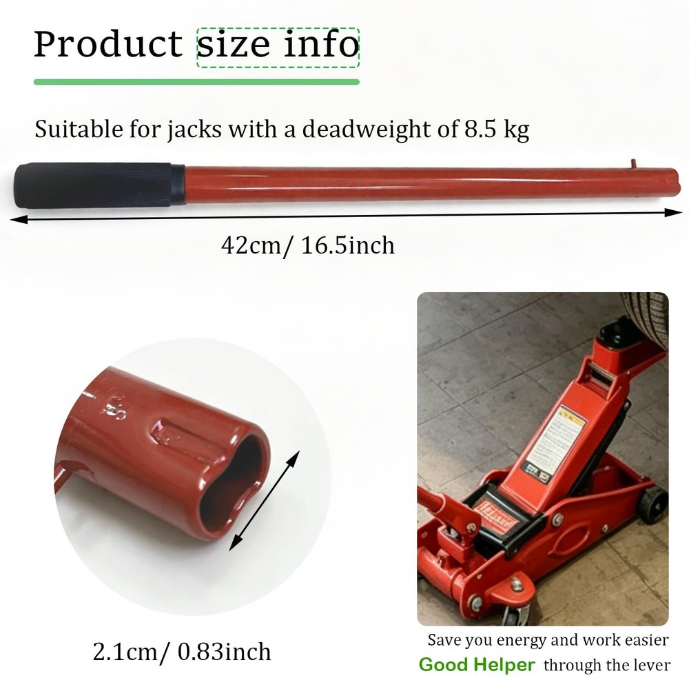 Horizontal Hydraulic Jack Handle Replacement, 2 Ton 16.5 Inch, red