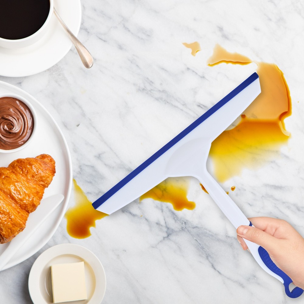 Superio 10" Window Rubber Squeegee with Hanging Loop, 2 pack Blue and Grey