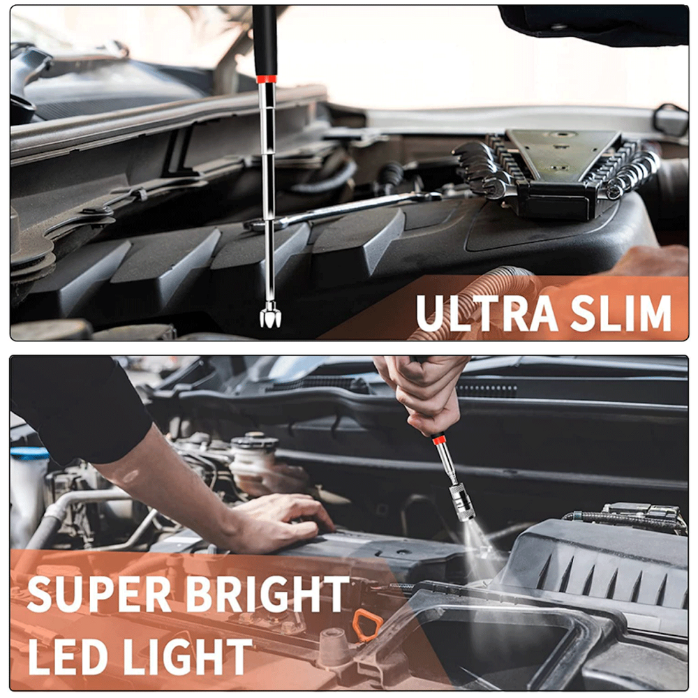 3pcs Magnet Pickup Tool Stick Telescoping Include 8 lb LED Light Grabber Extend