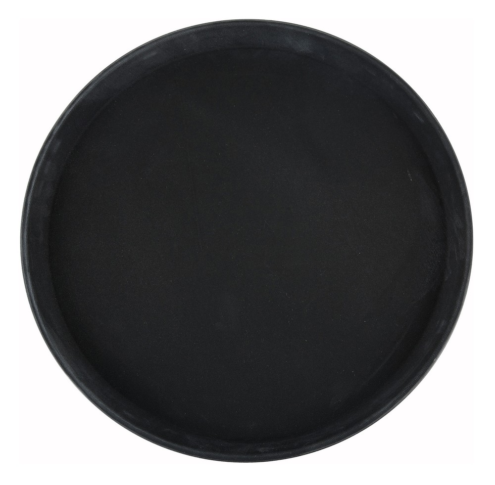 11" Easy Hold Rubber Lined Tray, Black, Round (6 Each)