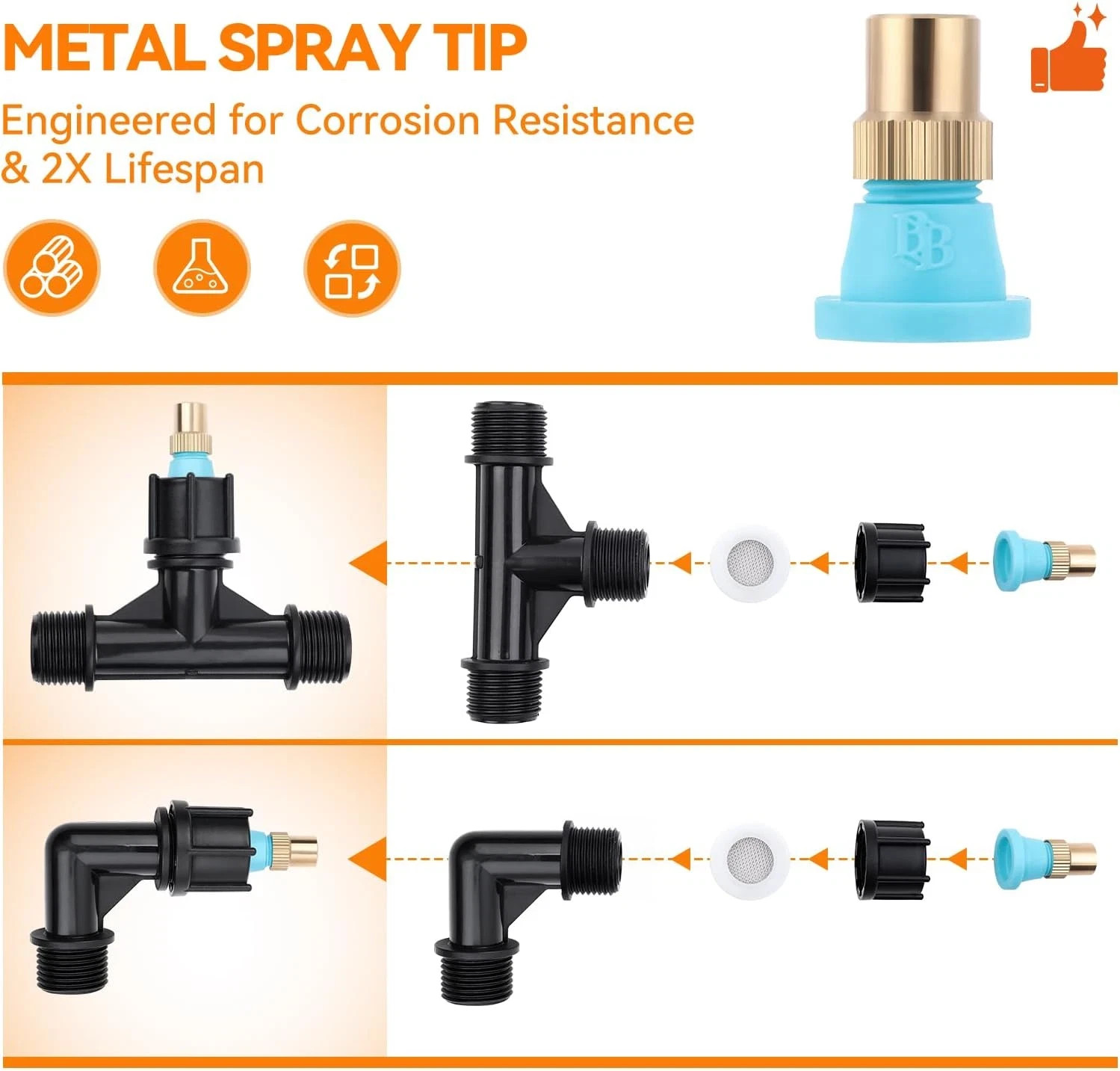 6-Nozzle Poly Boom Wand with 3/8" Brass Fitting, 7.5 Ft. ATV Sprayer Boom, Wide-