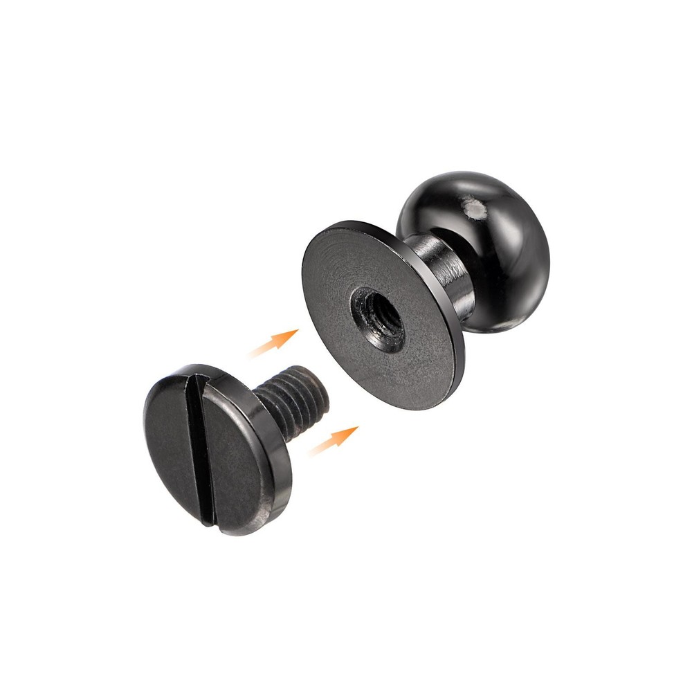 10 Set 10mm Solid Brass Round Head Lock Screw Rivets Pin Fixing, Black