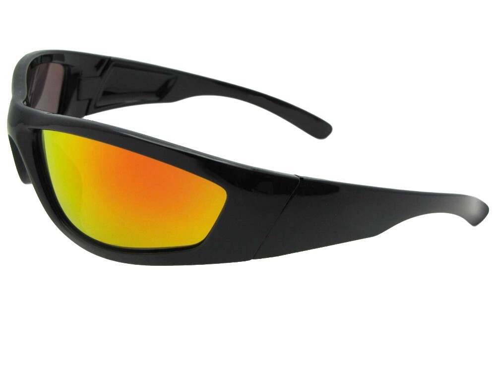 Wrap Around Frame Color Mirrored Polarized Sunglasses Style PSR29