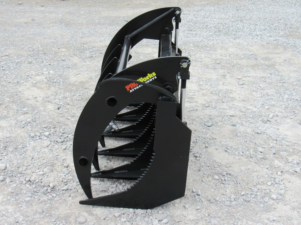 60" Brush Root Rake Clam Grapple Attachment Fits Skid Steer Tractor Quick Attach