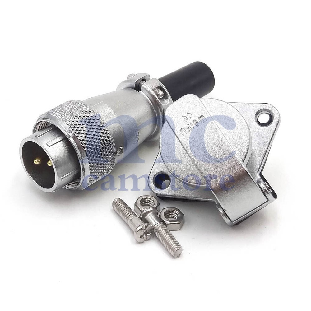 Weipu WS20 25A 2Pin Panel Mount Waterproof Electrical Wire Connector Plug Socket