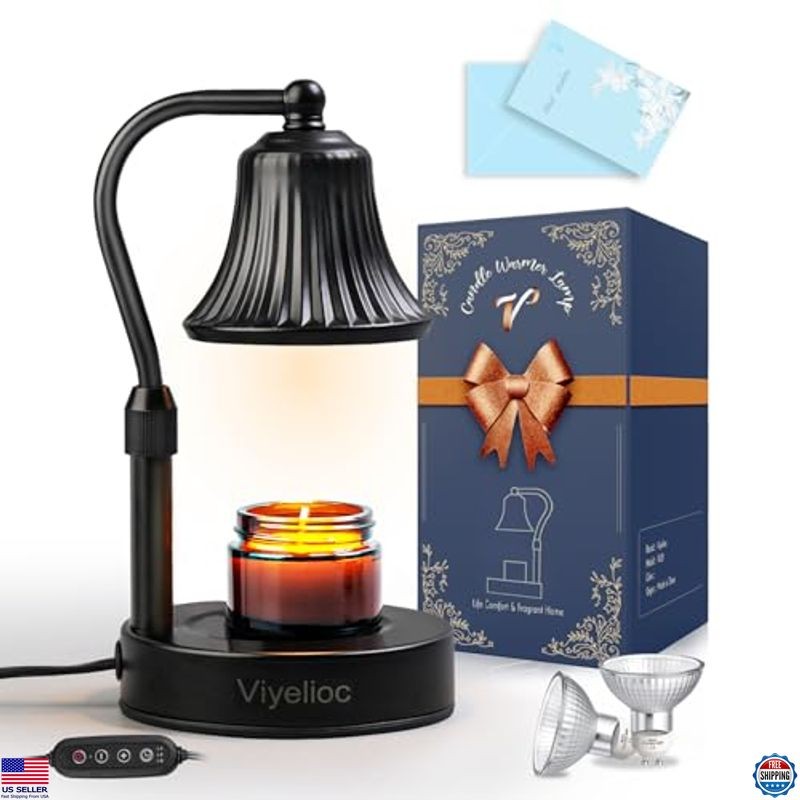 Candle Warmer Lamp with Timer & Dimmer, Adjustable Height, 2 Bulbs, Home Decor