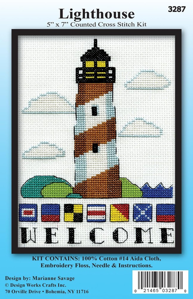 DESIGN WORKS Lighthouse Counted Cross Stitch Kit 5" x 7", Multi