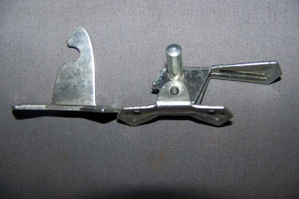Two, Small, Tin, Cabinet Latches, With Their Offset Keepers - SEE DESCRIPTION