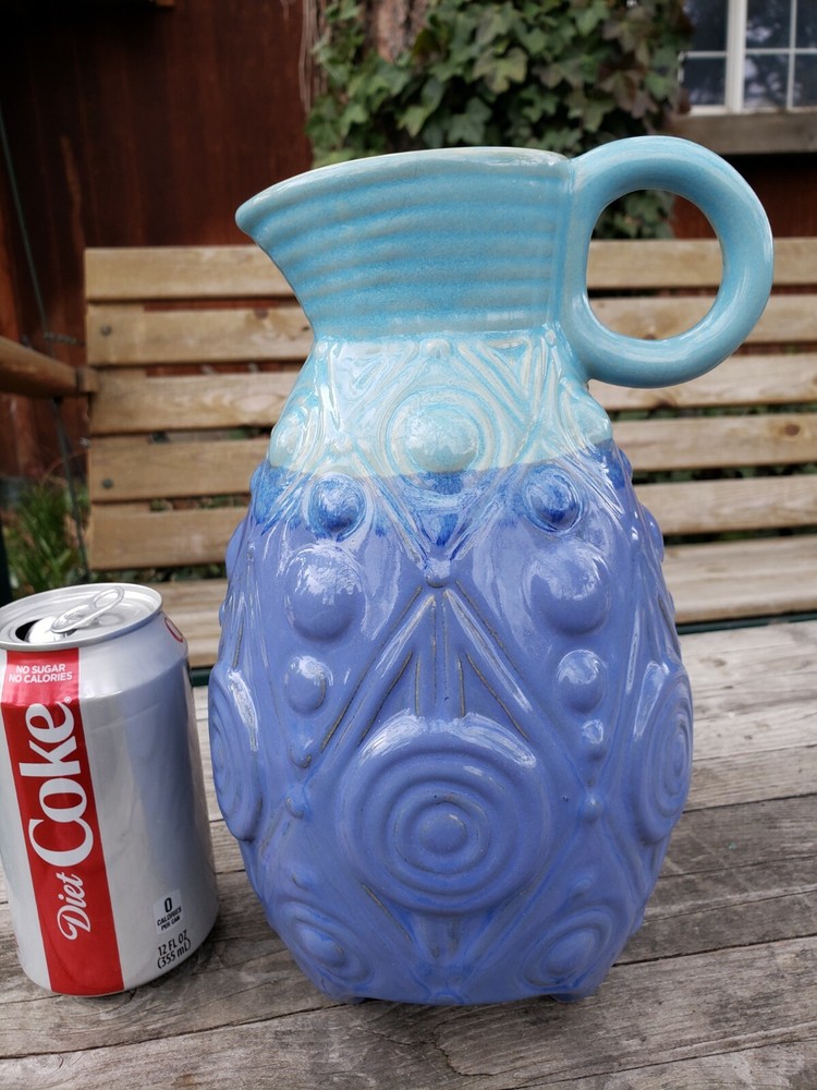 MID CENTURY ABSTRACT FOOTED  PITCHER 10" RARE!