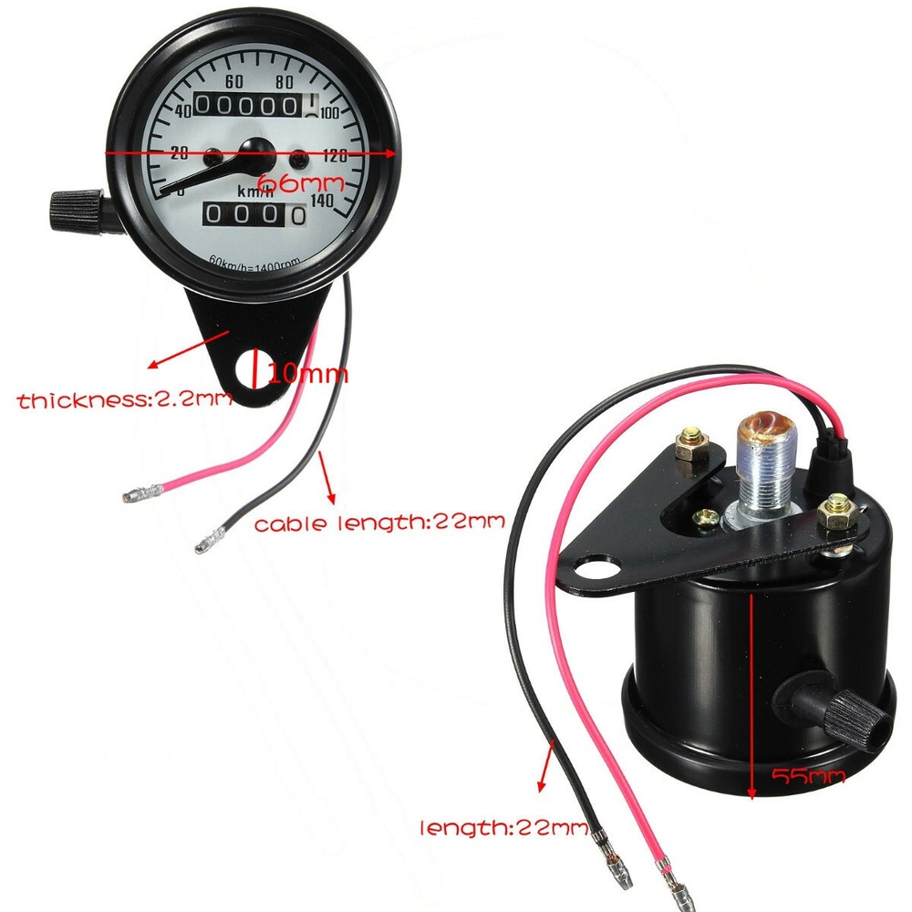 Universal Motorcycle Dual Odometer Speedometer Gauge Speed Meter 12V Backlight