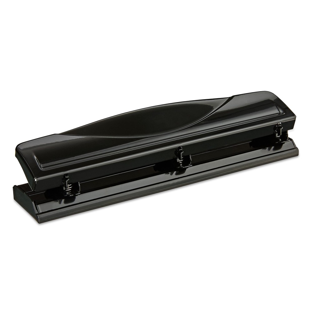 Pen+Gear 3-Hole Punch, 12 Sheet Capacity,Adjustable,Rectangle,Black