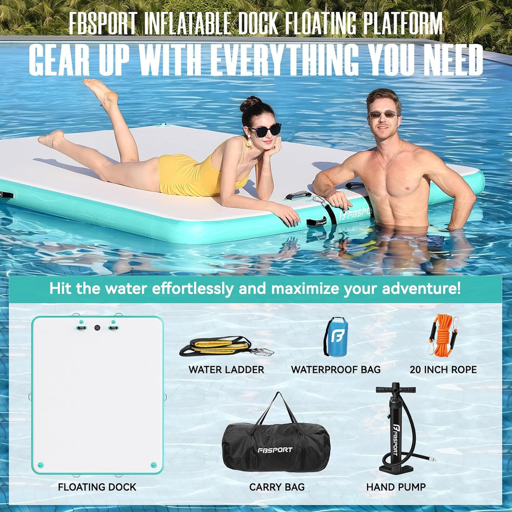 Inflatable Floating Dock Lake Floats for Adults, Floating Docks Platform Island