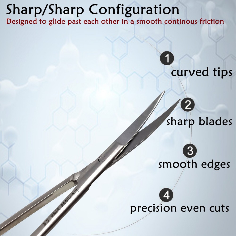 4.5" Micro IRIS Scissors Curved Pointed Tips Dental Veterinary Shears-BlueHandle