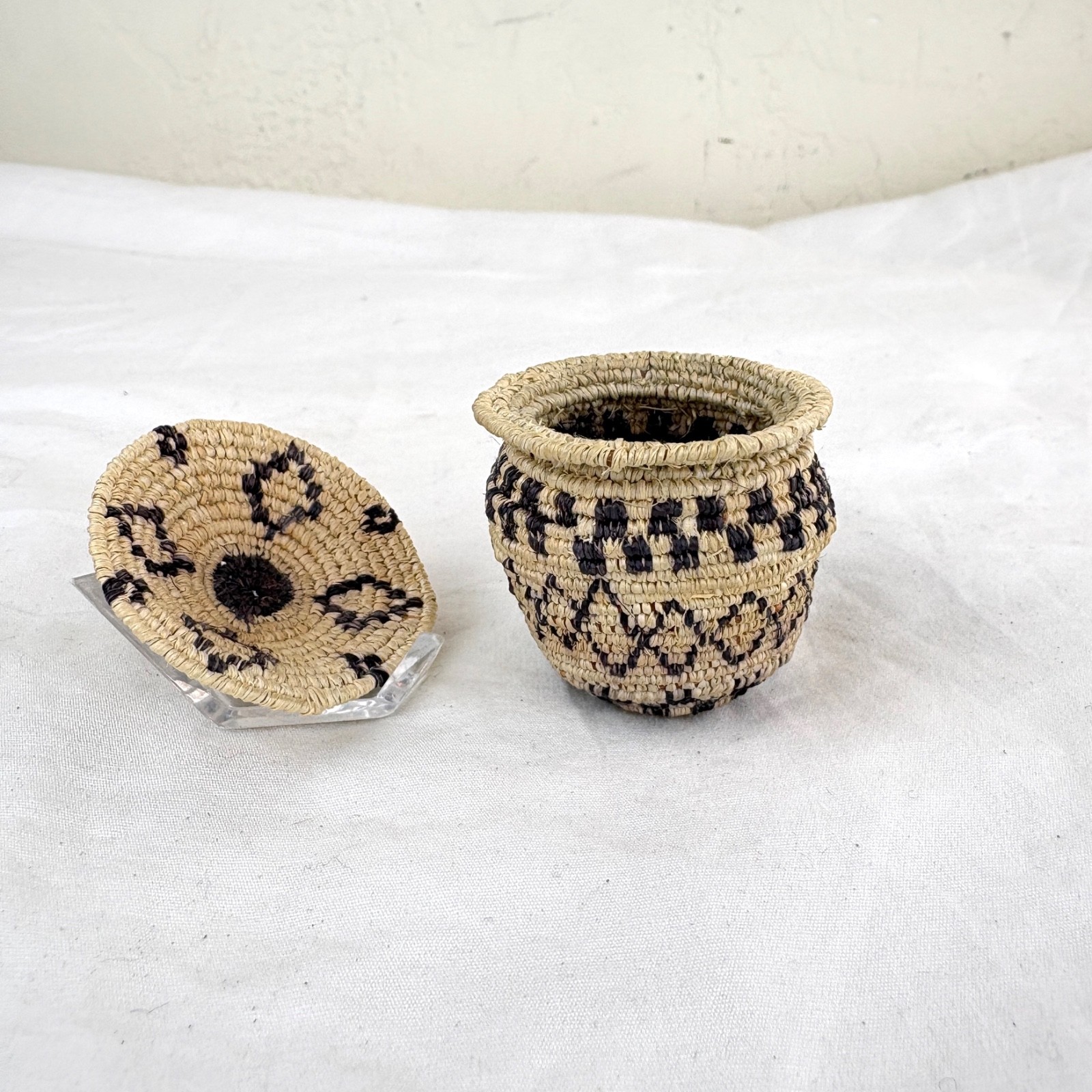 Two Miniature White Mountain Apache Baskets