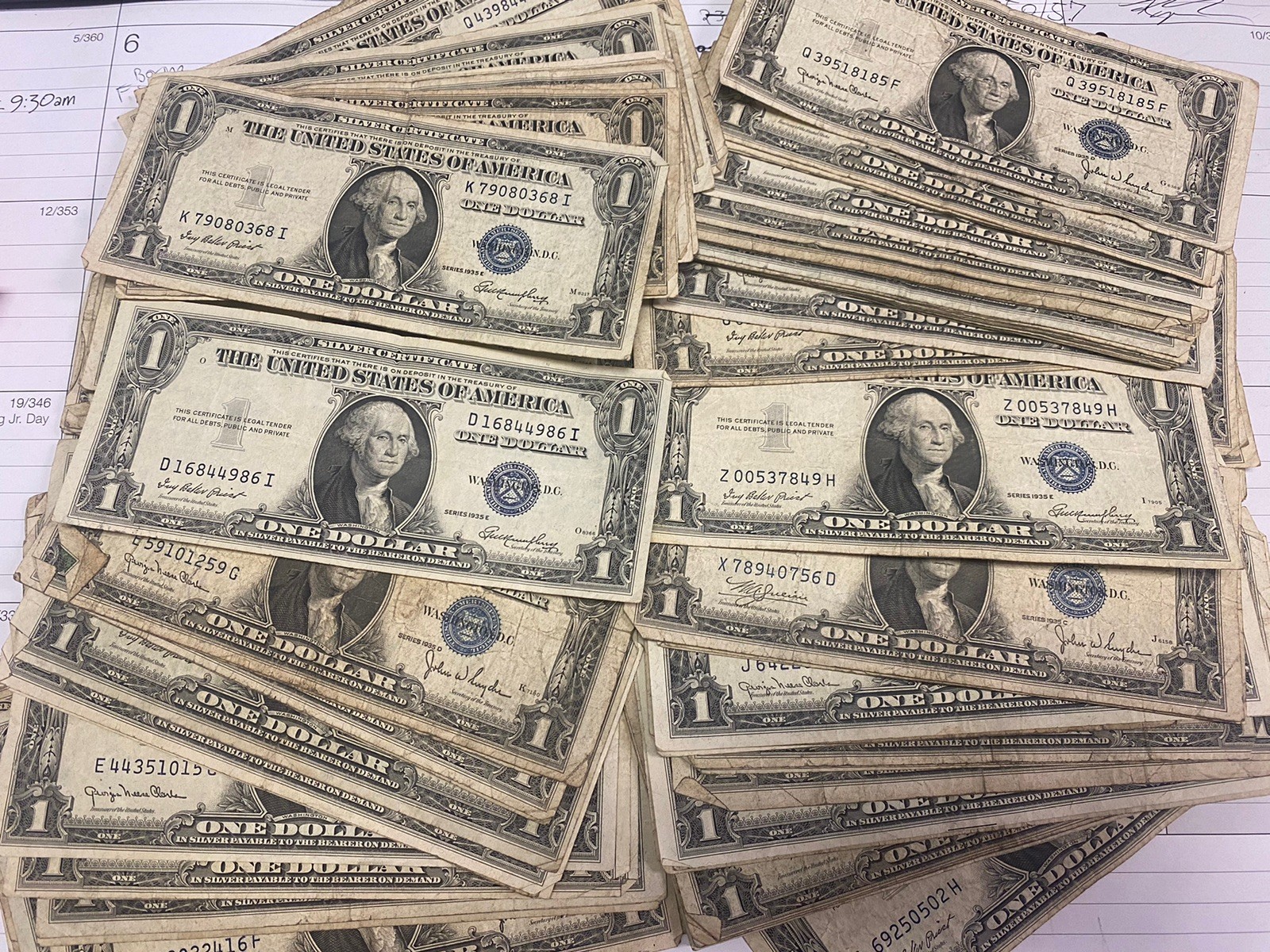 100pcs 1935 Silver Certificates U.S $1 Notes Lot****