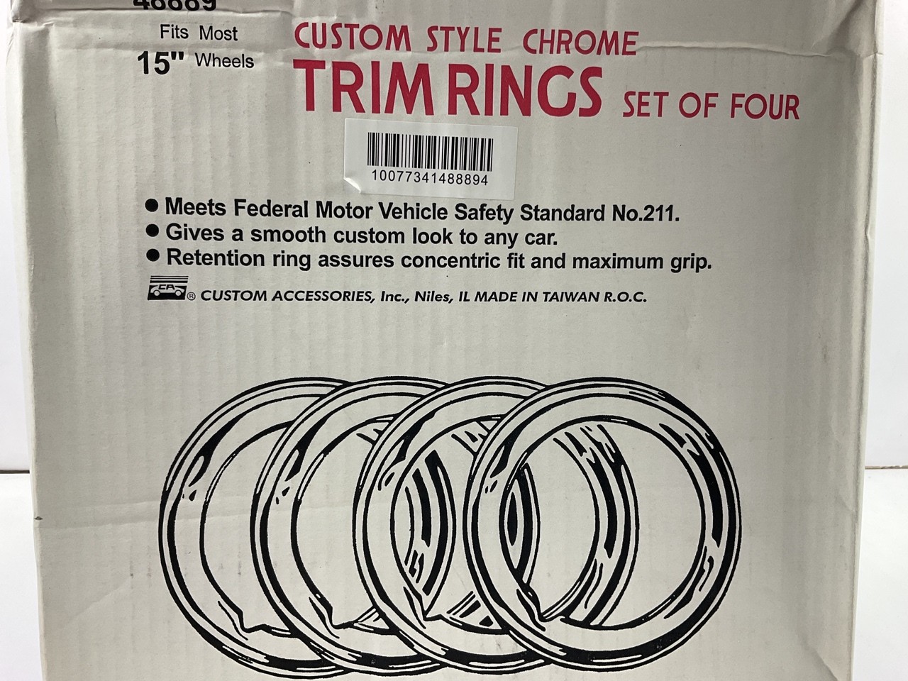 4 NEW 15" CHROME PLATED Steel Wheel Trim Rings Beauty Rims - SET OF 4 PCS 48889