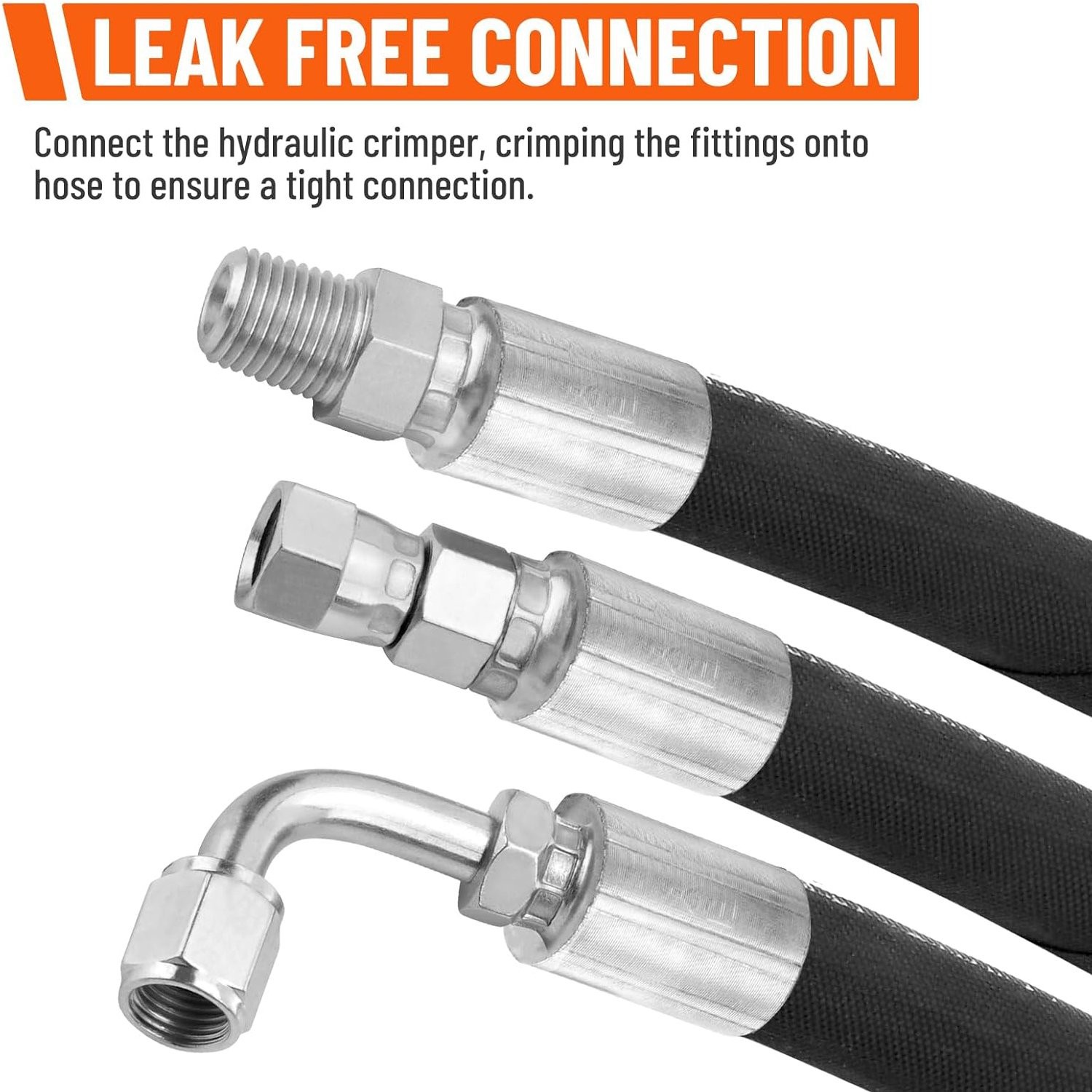 33FT 1/4" Hydraulic Hose w/ 16 Fittings (JIC Female & NPTF Male & JIC Female 90°