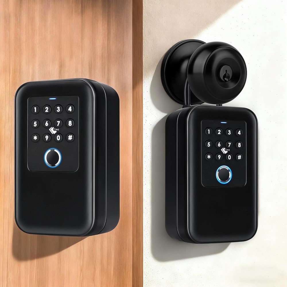 Smart Key Lock Box for Outdoor-Key Safe with Fingerprint, Passcode, App, Card