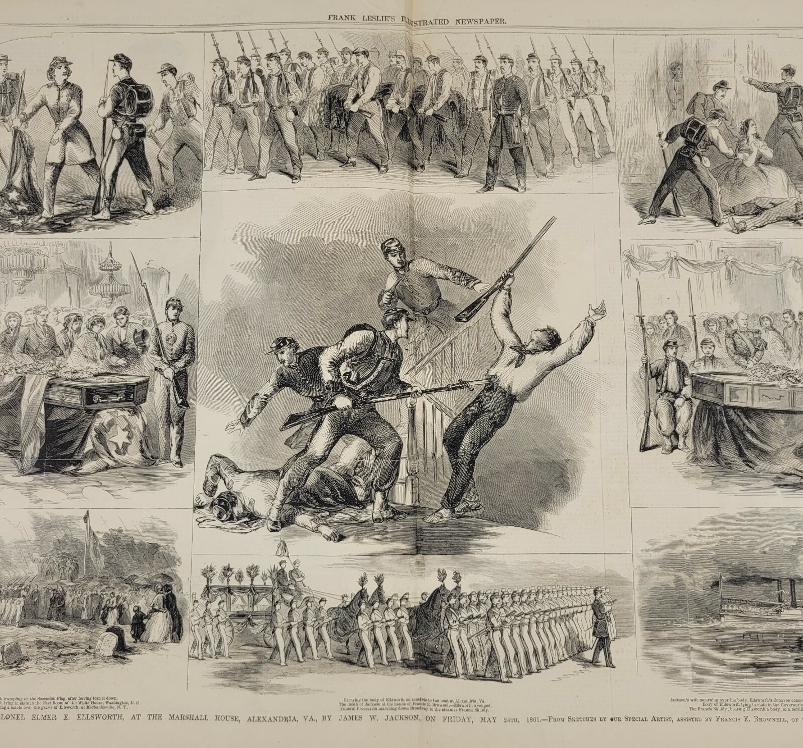 Assassination of Colonel E. Ellsworth 1861 hard-to-find antique print!