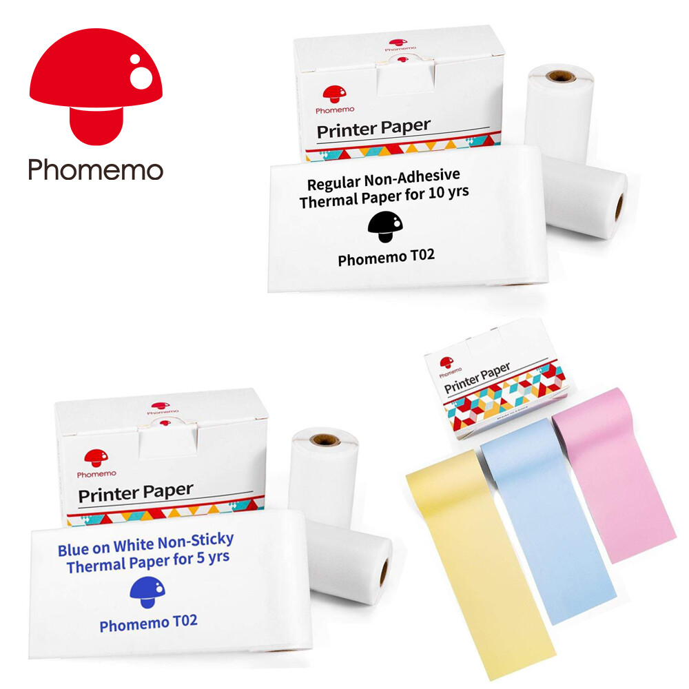 3 Rolls Printer Label Long-Lasting Thermal Paper for Phomemo T02 Sticker Printer