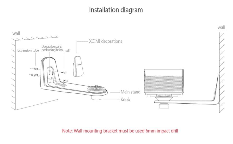 XGIMI Projector Ceiling Mount X-Wall Projector Bracket Universal Wall Frame