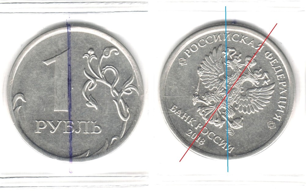 ERROR Russia 1 rouble 2018, rotation error