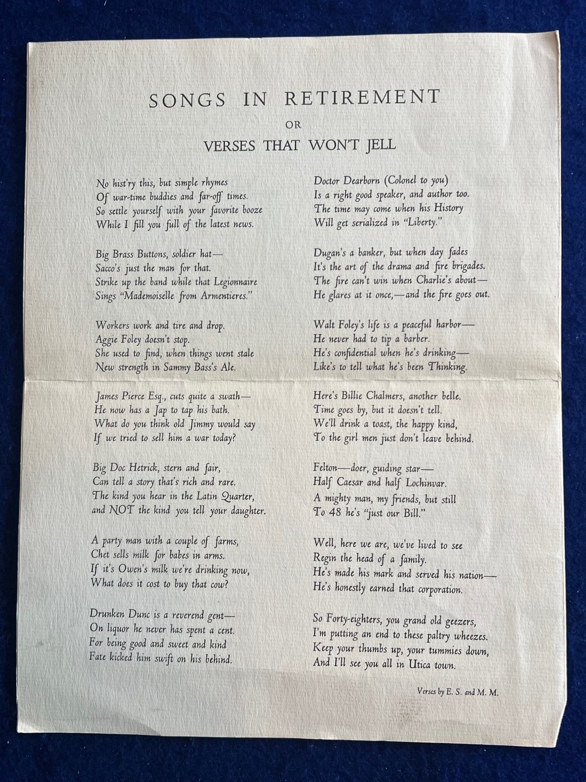 WWI AEF Base Hospital No. 48 France Veteran Reunion Menu Souvenir Cartoon WWII