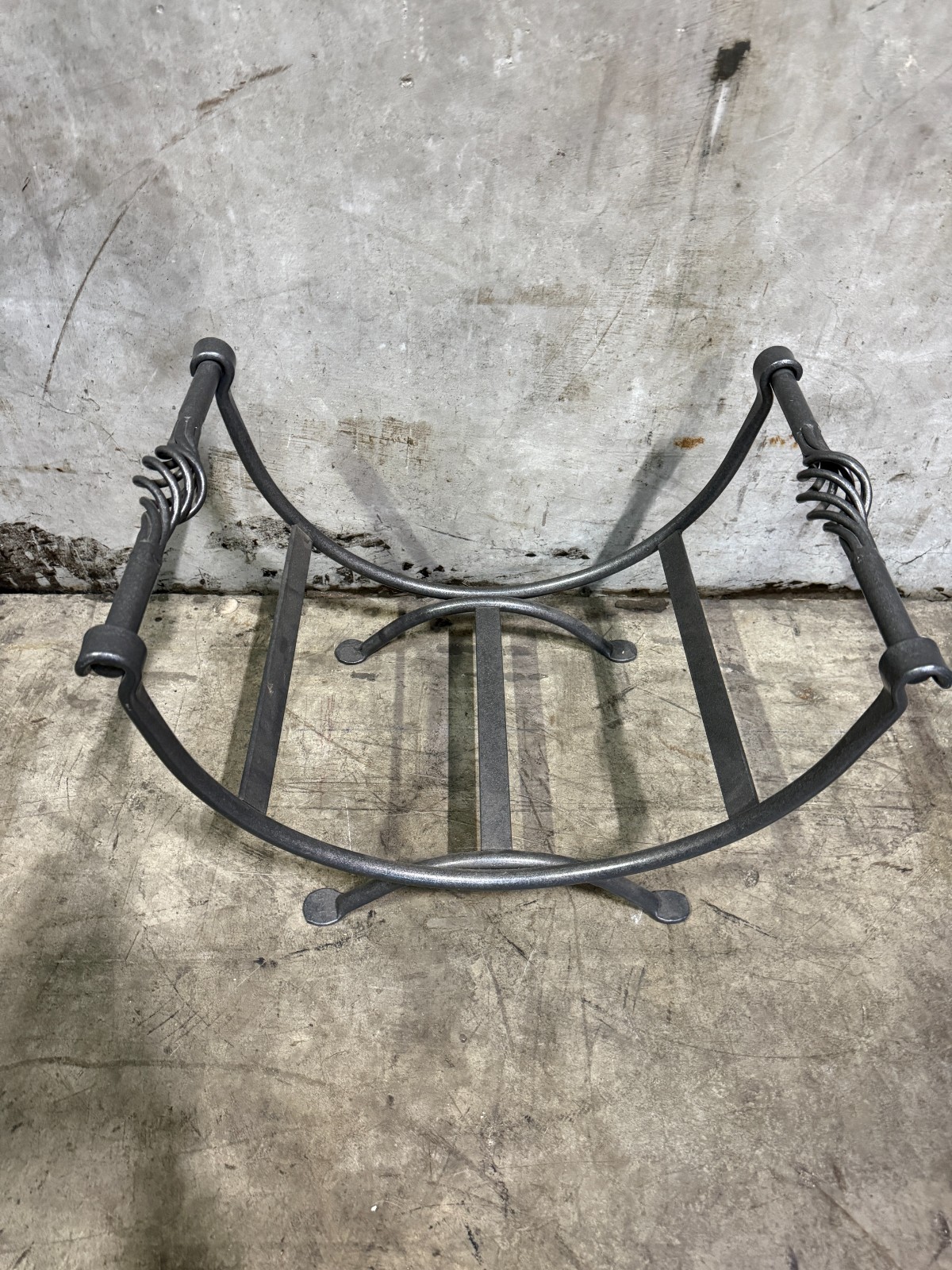 Vintage Wrought Iron Log Holder Fireplace Rack Twisted Scroll 20.5”