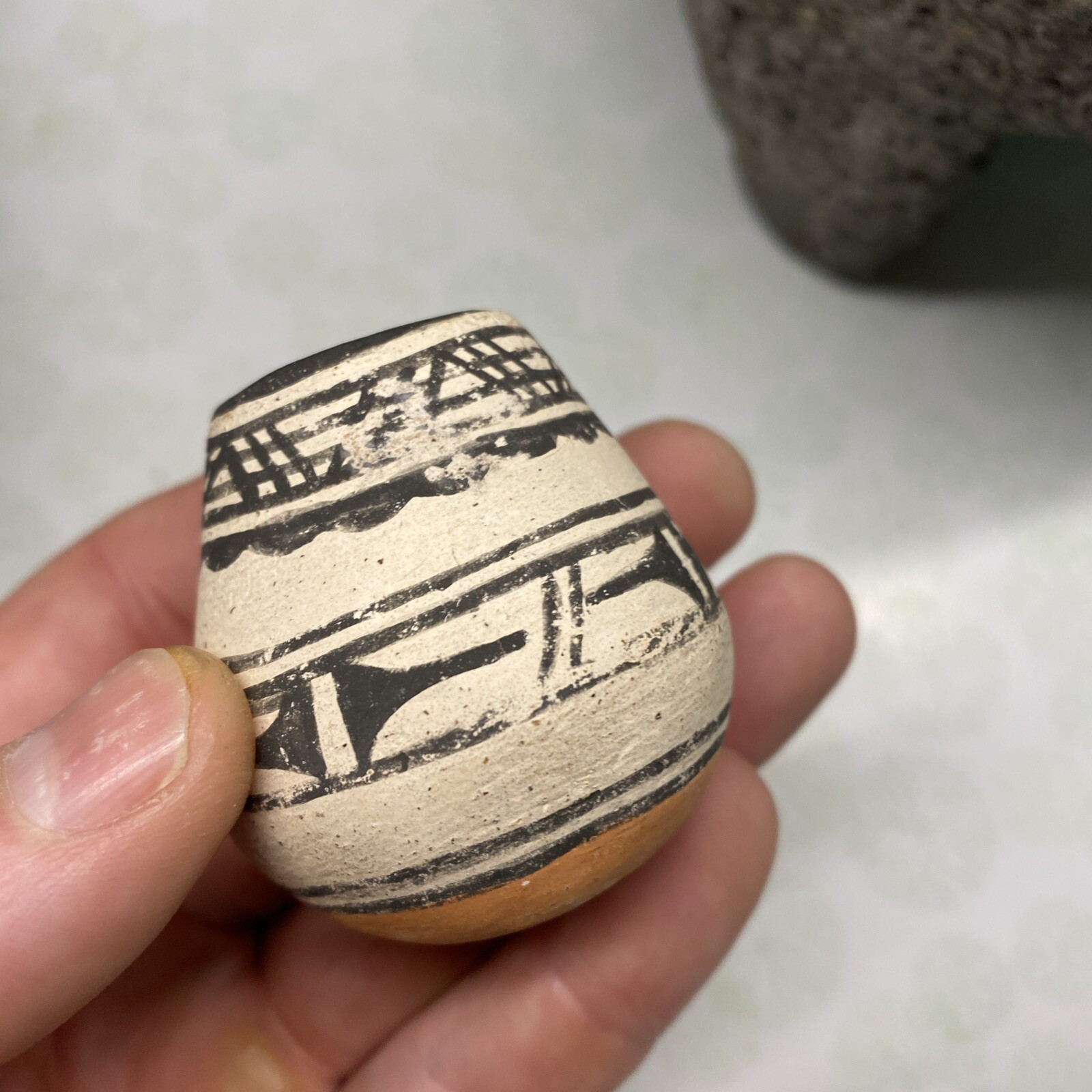 MLC s3092 Mini Polychrome Acoma 1 3/4” Solid Pottery Pot Jar