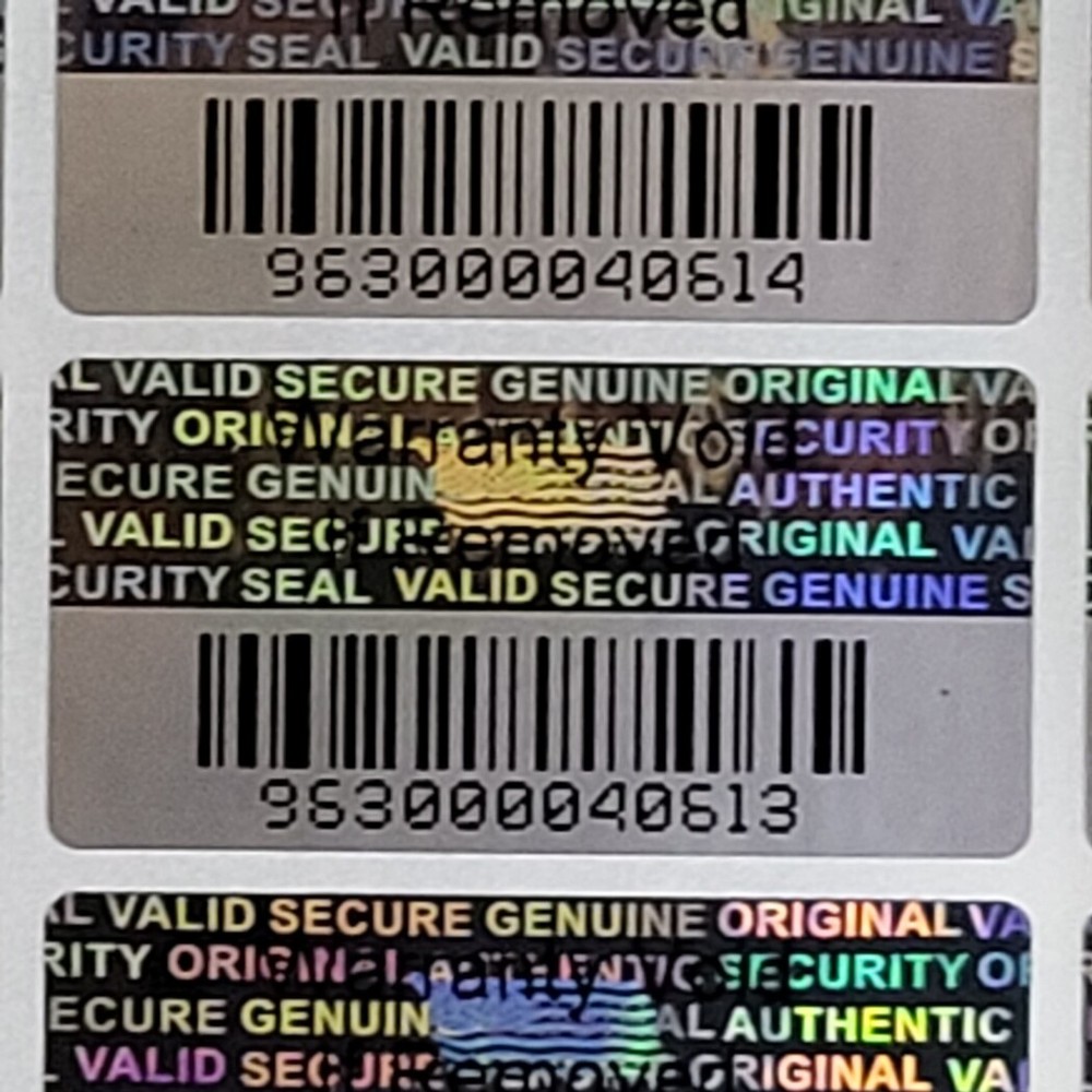 Scannable Barcode Serial Number  TAMPER EVIDENT SECURITY VOID HOLOGRAM LABELS