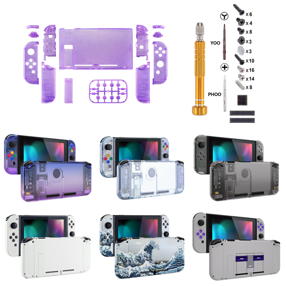 Replacement Console Back Plate & Joycon Housing with Buttons for Nintendo Switch