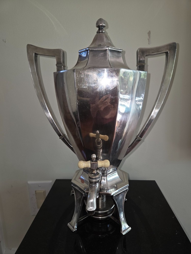 19C English Sheffield Silver Plate Hot Tea Water Coffee Urn Samovar