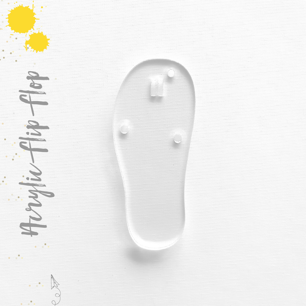 Clear Acrylic Keychain 3" FLIP FLOP 1/8" Thick- Pack 25-50 (optional Key Ring)