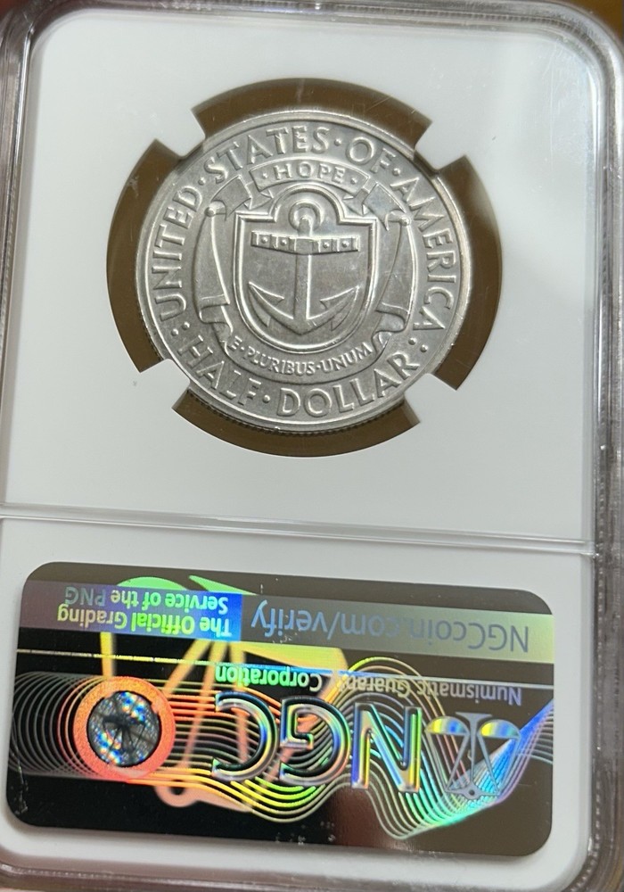1936 P Rhode Island 50c Commemorative Silver Half Dollar NGC UNC Uncirculated