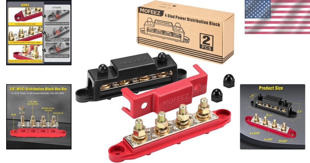 Power Distribution Block with 6 Terminals