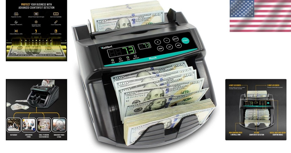 Multi-Function Cash Counter Machine - Rook with 1,400 Notes/Min & 1- Support