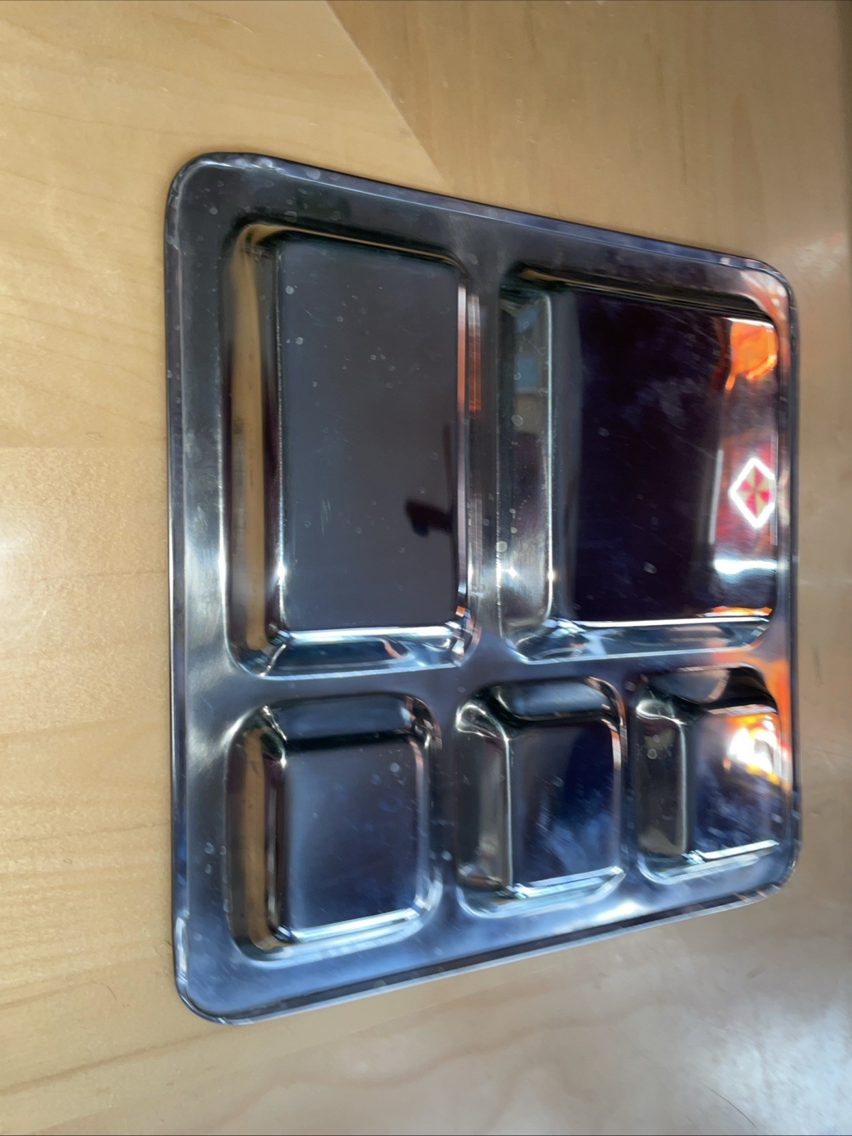 8 Heavy Military Rolled Stainless Steel Divided Prison Trays Food Cafeteria