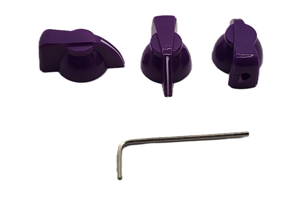3x Purple Chicken Head Knobs with Brass Insert and Set Screw