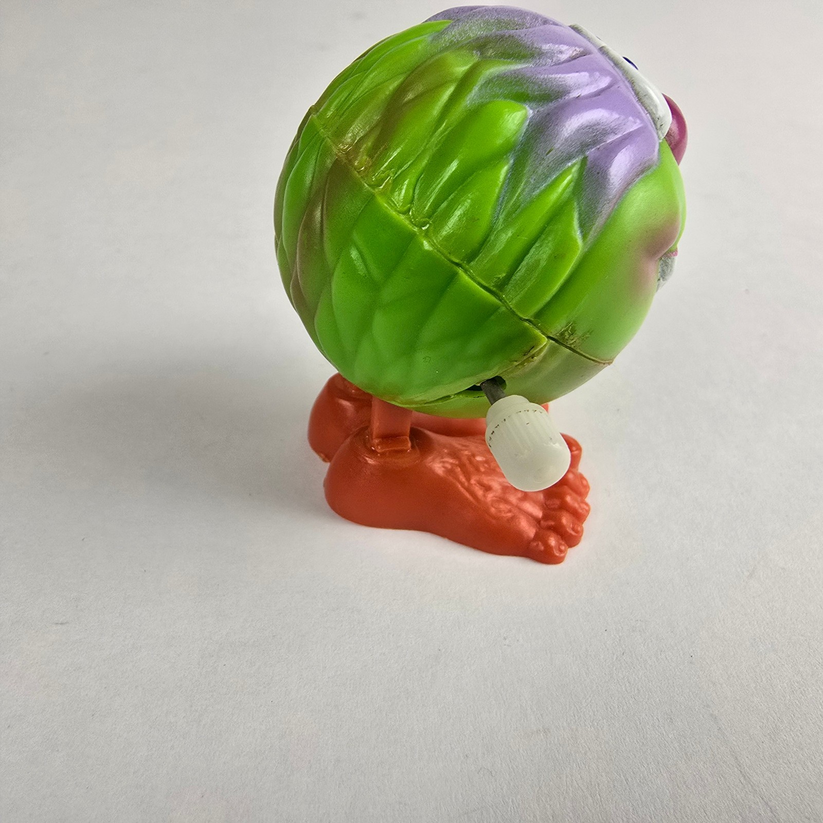 SOMA Monster Ball Wind-Up Jumping Toy Walker Working Fangs Fur Red Nose 80s VTG