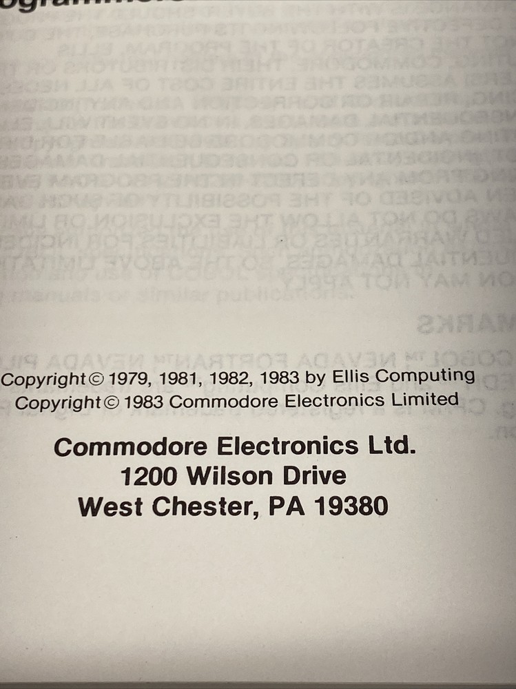 Nevada COBOL Commodore 64 Book Manual