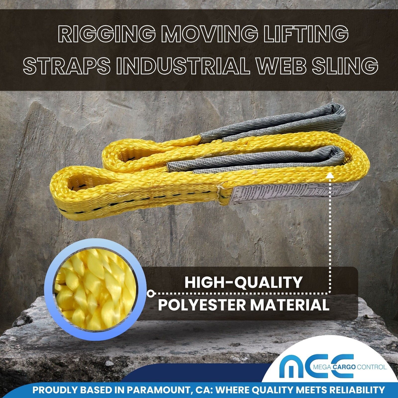 1" x 3 /6 / 9ft 2 Ply Polyester Flat Eye Lifting Sling Strap Web Sling 3100 lbs