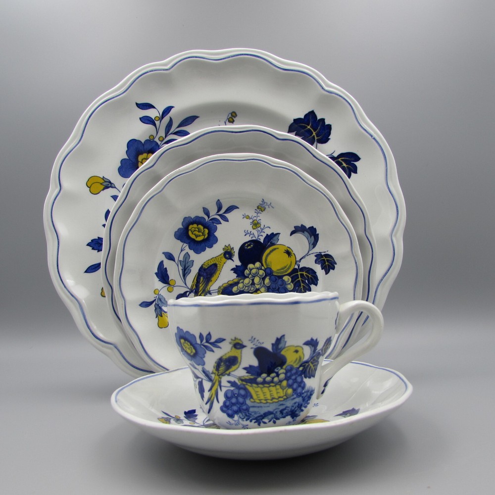 Spode England China BLUE BIRD  5pc Place Setting